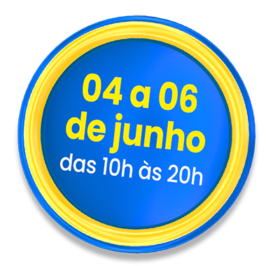 01 e 02 de maio das 10h às 20h - 03 de maio das 10h às 16h